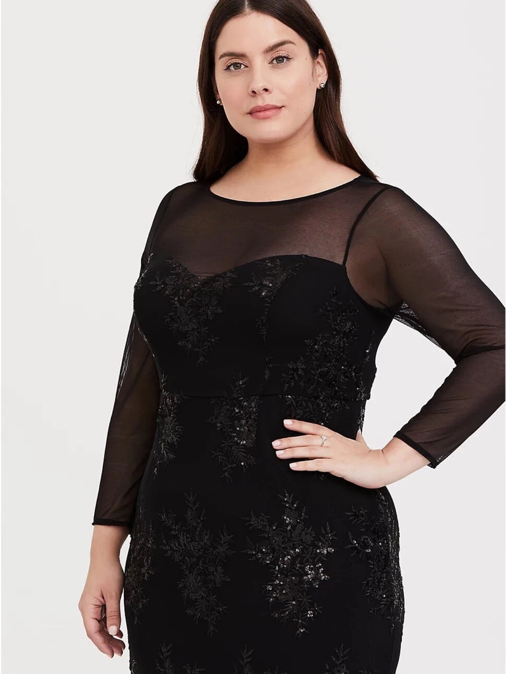 torrid Black Sequin Floral Mesh Bodice - Picture 9 of 9